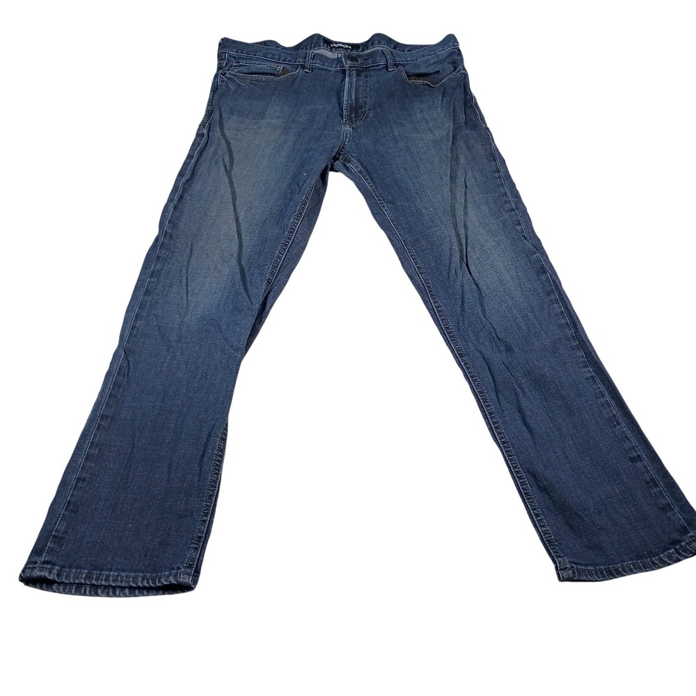 Express Jeans Men 36x32 Blue Classic Straight Stretch Dark Wash Denim